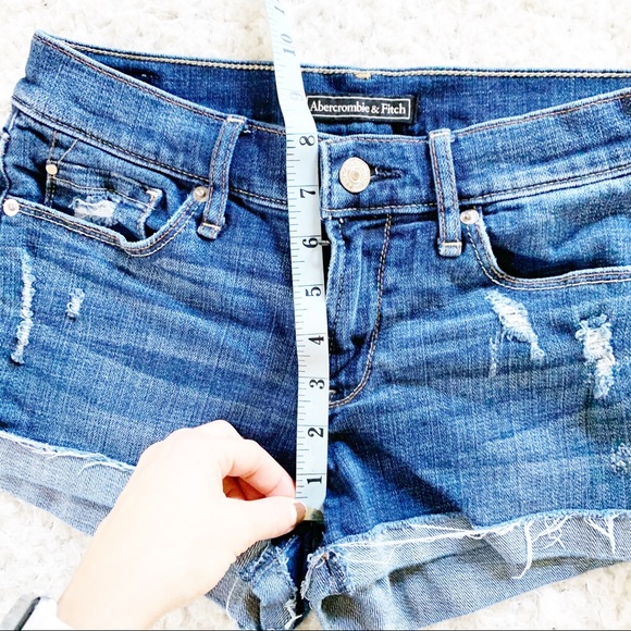 Abercrombie & Fitch Distressed Blue Denim Shorts - Picture 4 of 6